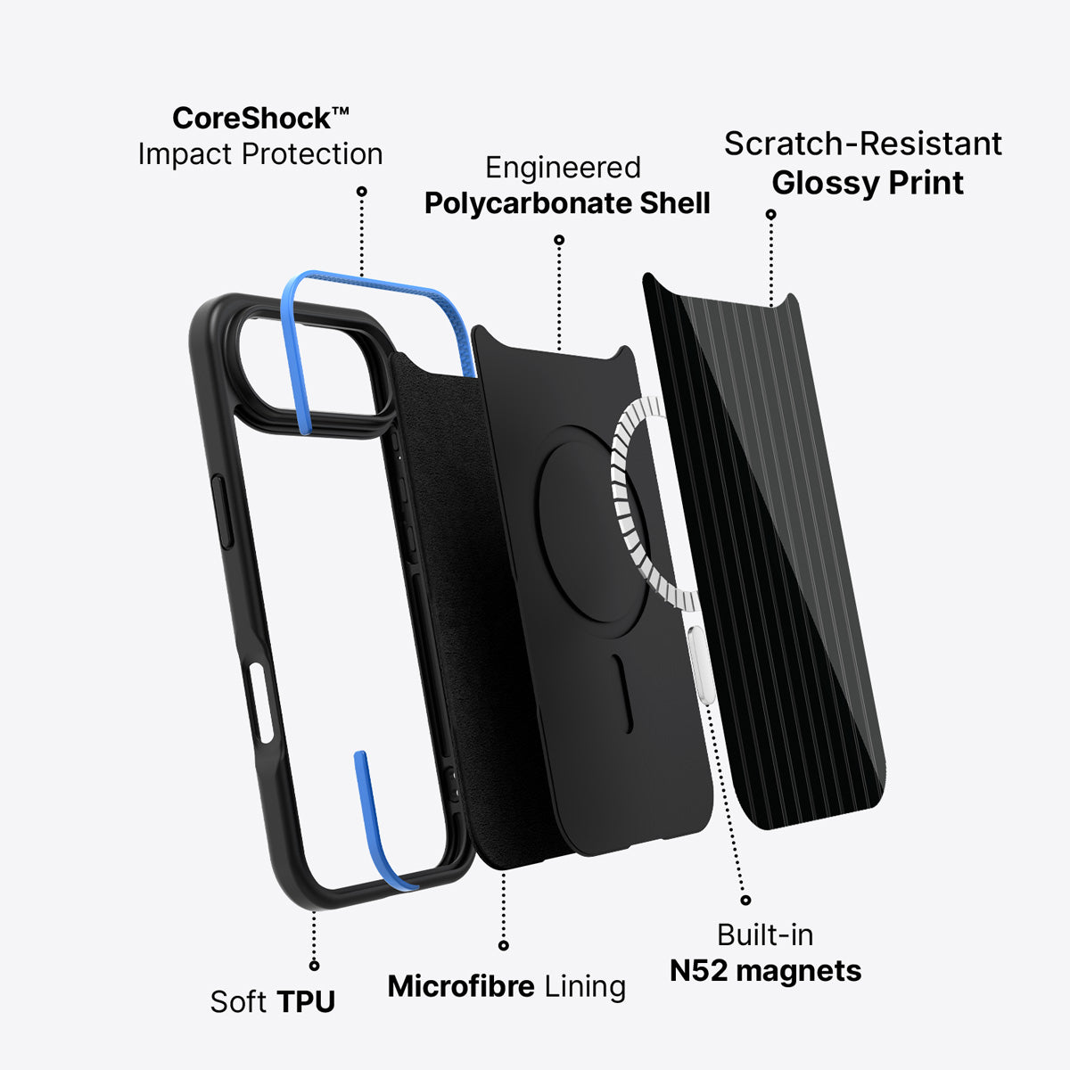iPhone Air case construction – Onyx Pinstripe phone case