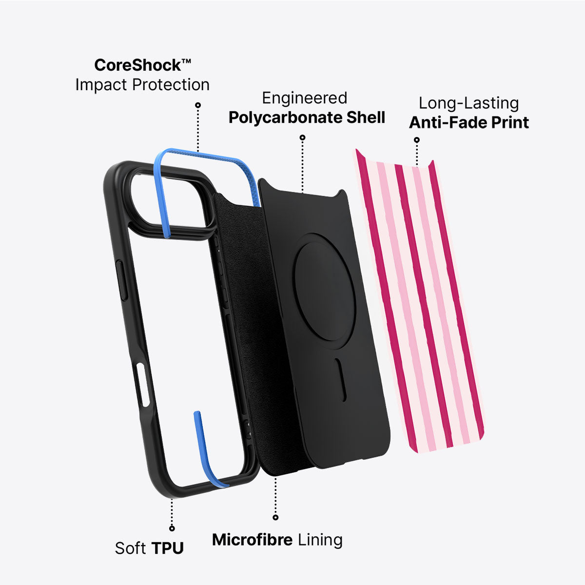 Pink Watercolor Stripes - iPhone 17 Air Case #case type_core (non magsafe)