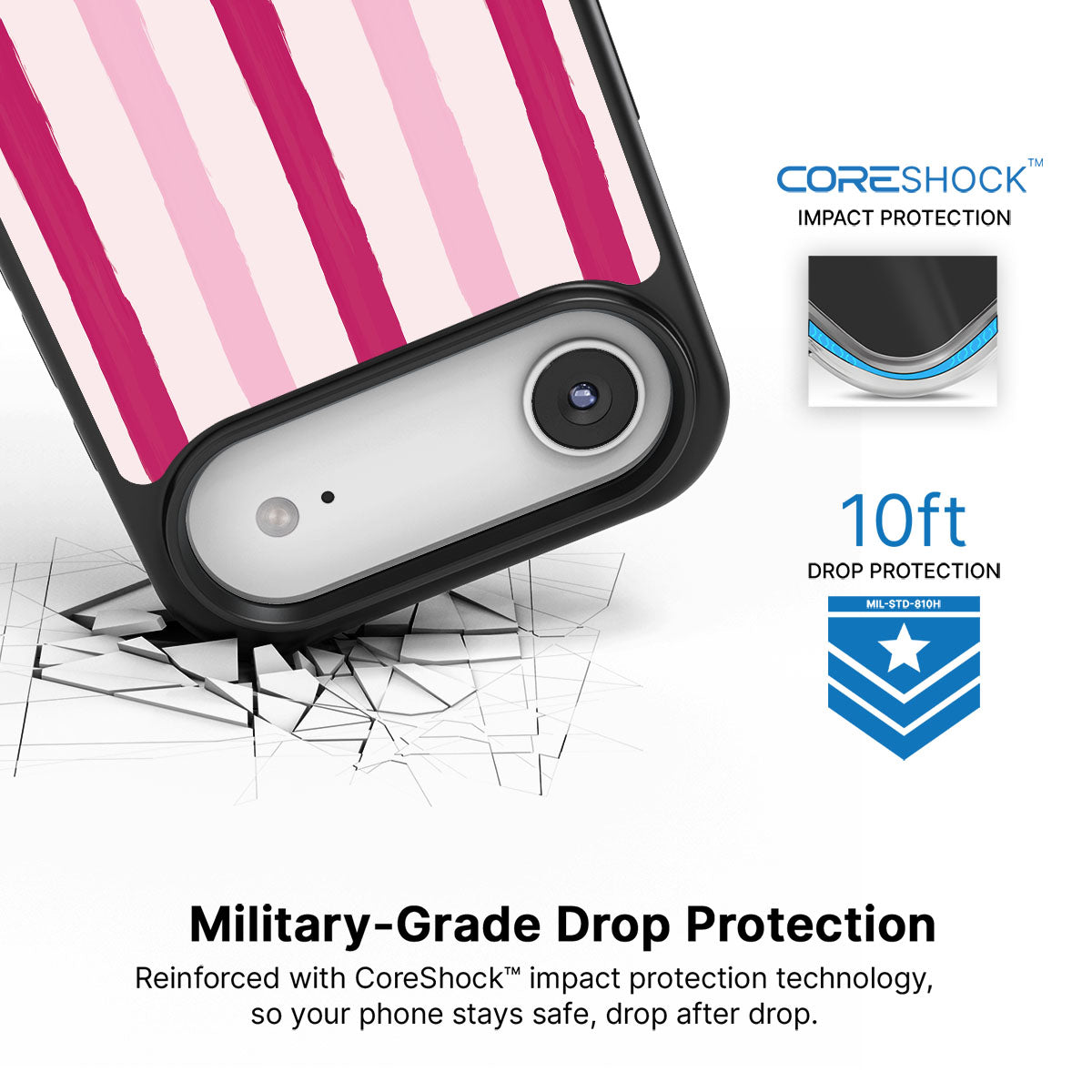 Pink Watercolor Stripes - iPhone 17 Air Case #case type_core (magsafe), #case type_core (non magsafe)