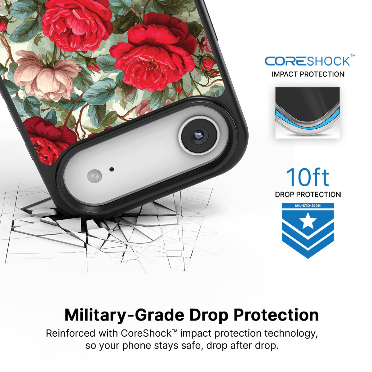 Red Floral Designer iPhone Air Case – Ruby Roses | MagSafe