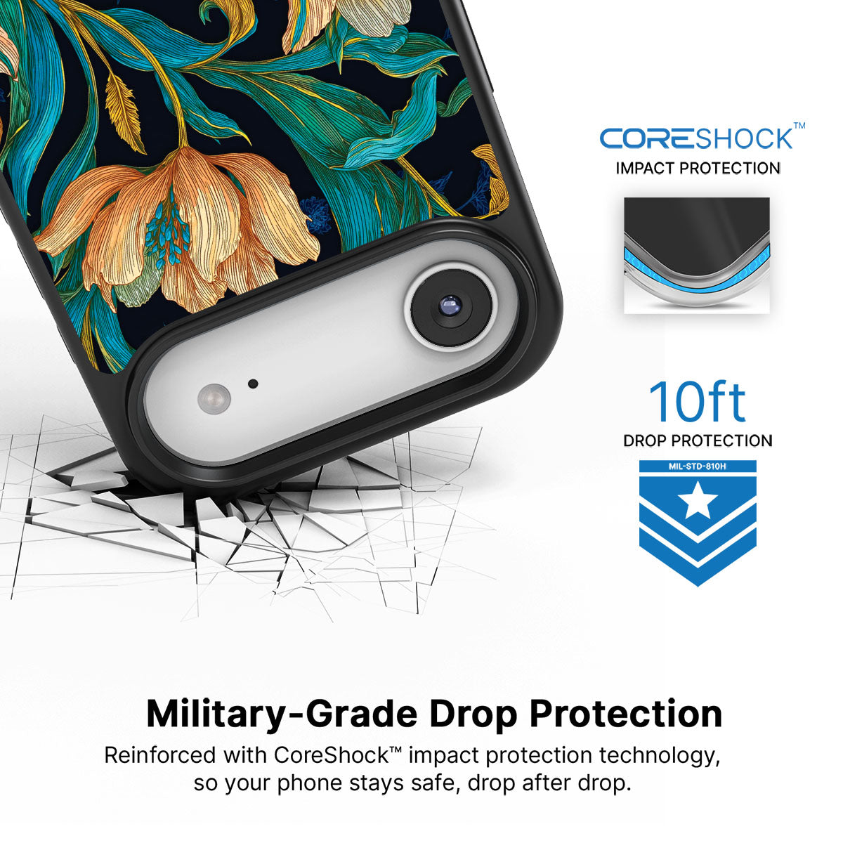 Blue Floral Designer iPhone Air Case – Tulip Play | MagSafe