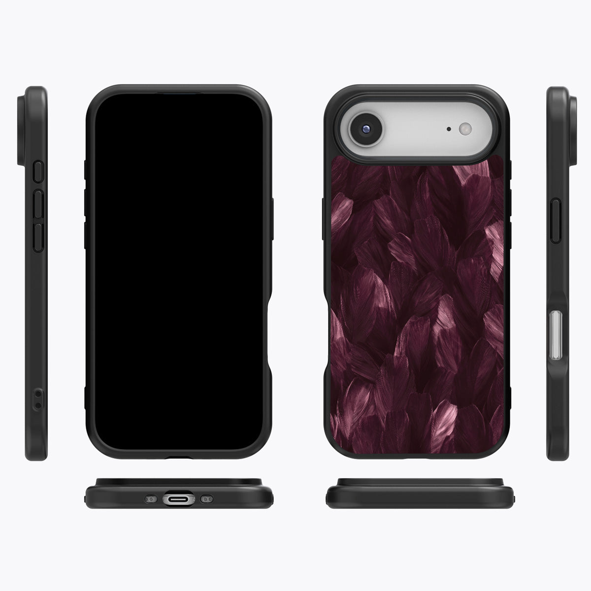 Wine Plumage iPhone Air case cover – multi-angle view