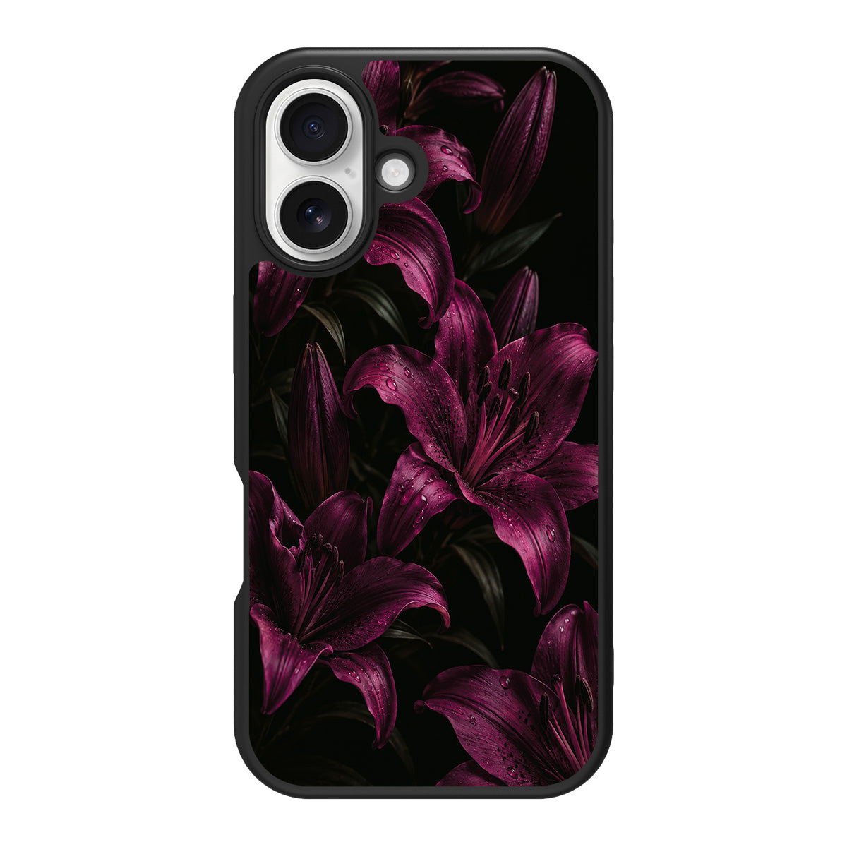 Burgundy Lily design back view – iPhone 17 case