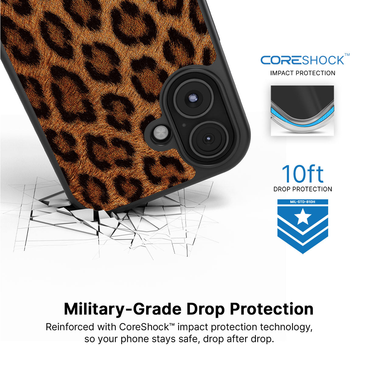 Classic Leopard iPhone 17 case with drop protection