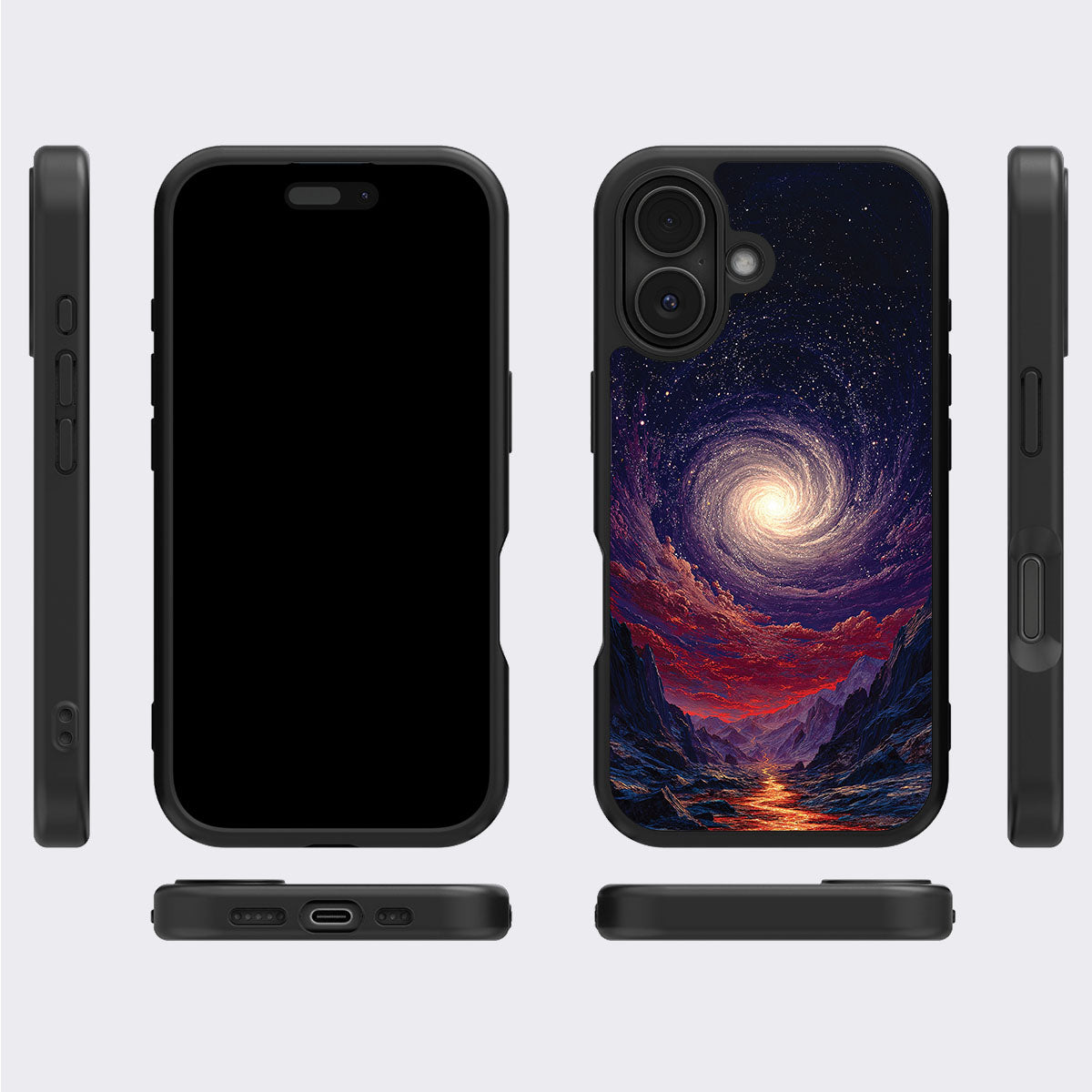 Cosmic Vortex iPhone 17 case cover – multi-angle view