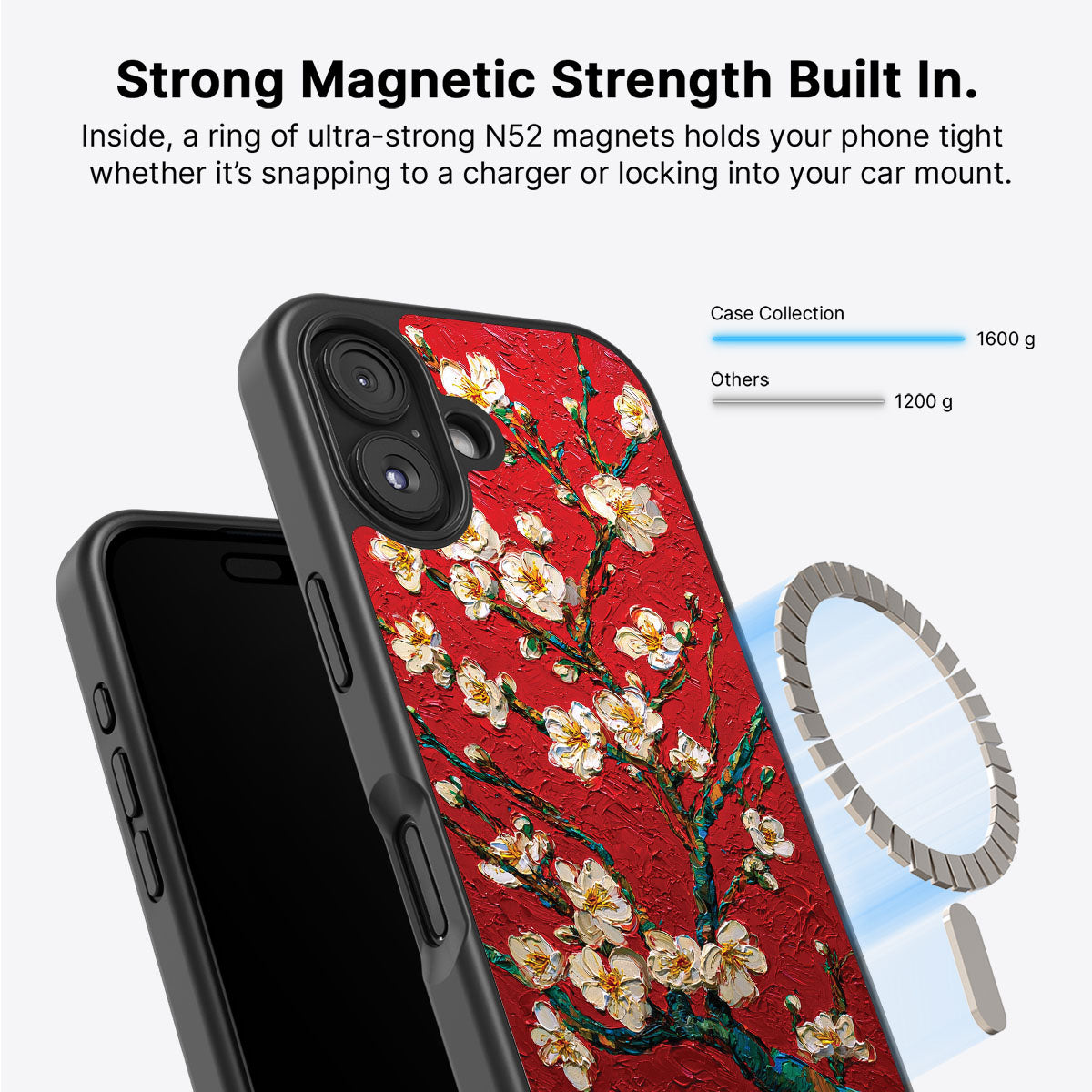iPhone 17 MagSafe case – Crimson Blossom design