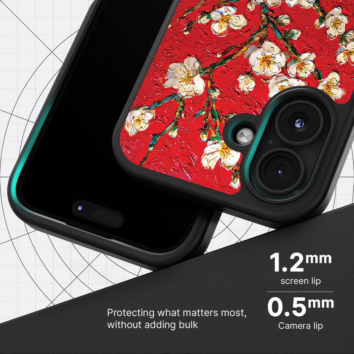 Crimson Blossom slim iPhone 17 phone case