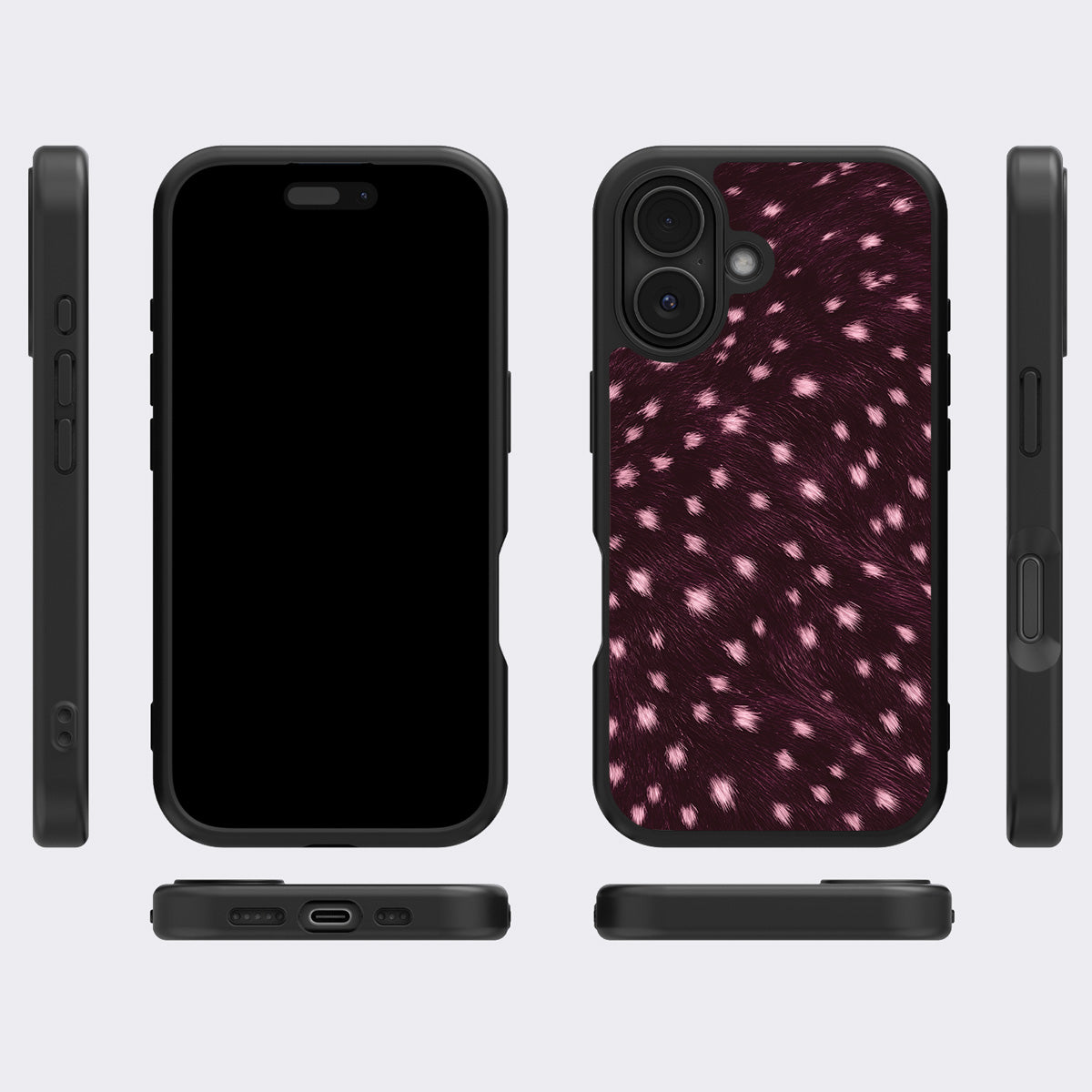 Fawn Spots iPhone 17 case cover – multi-angle view