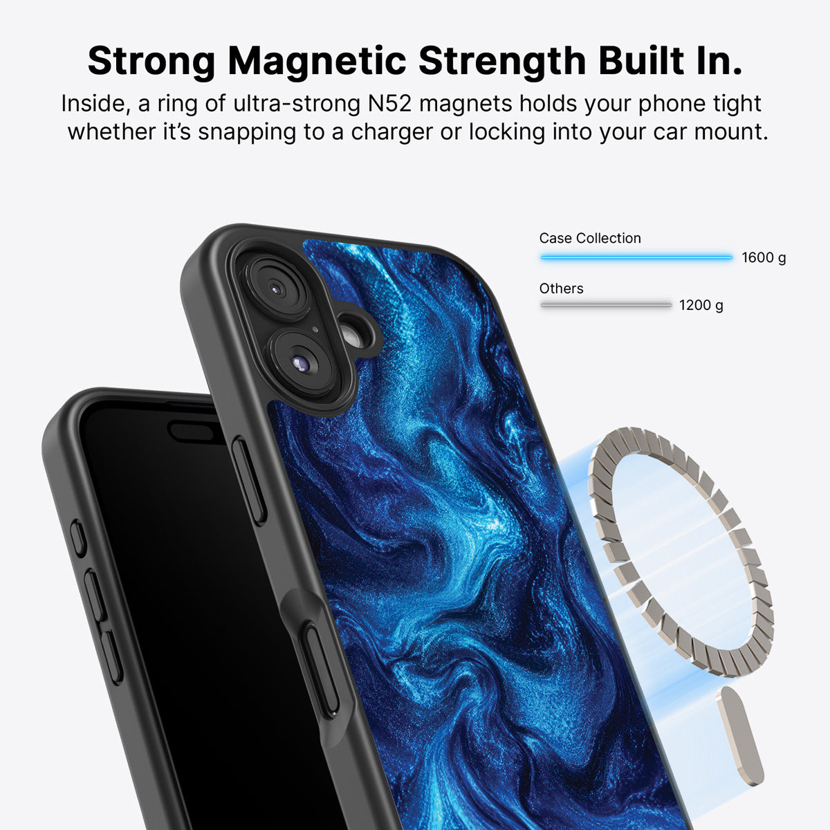 Blue Marble Designer iPhone 17 Case – Indigo Impasto | MagSafe