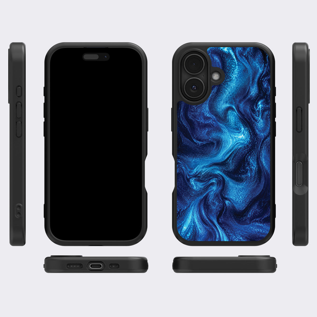 Blue Marble Designer iPhone 17 Case – Indigo Impasto | MagSafe