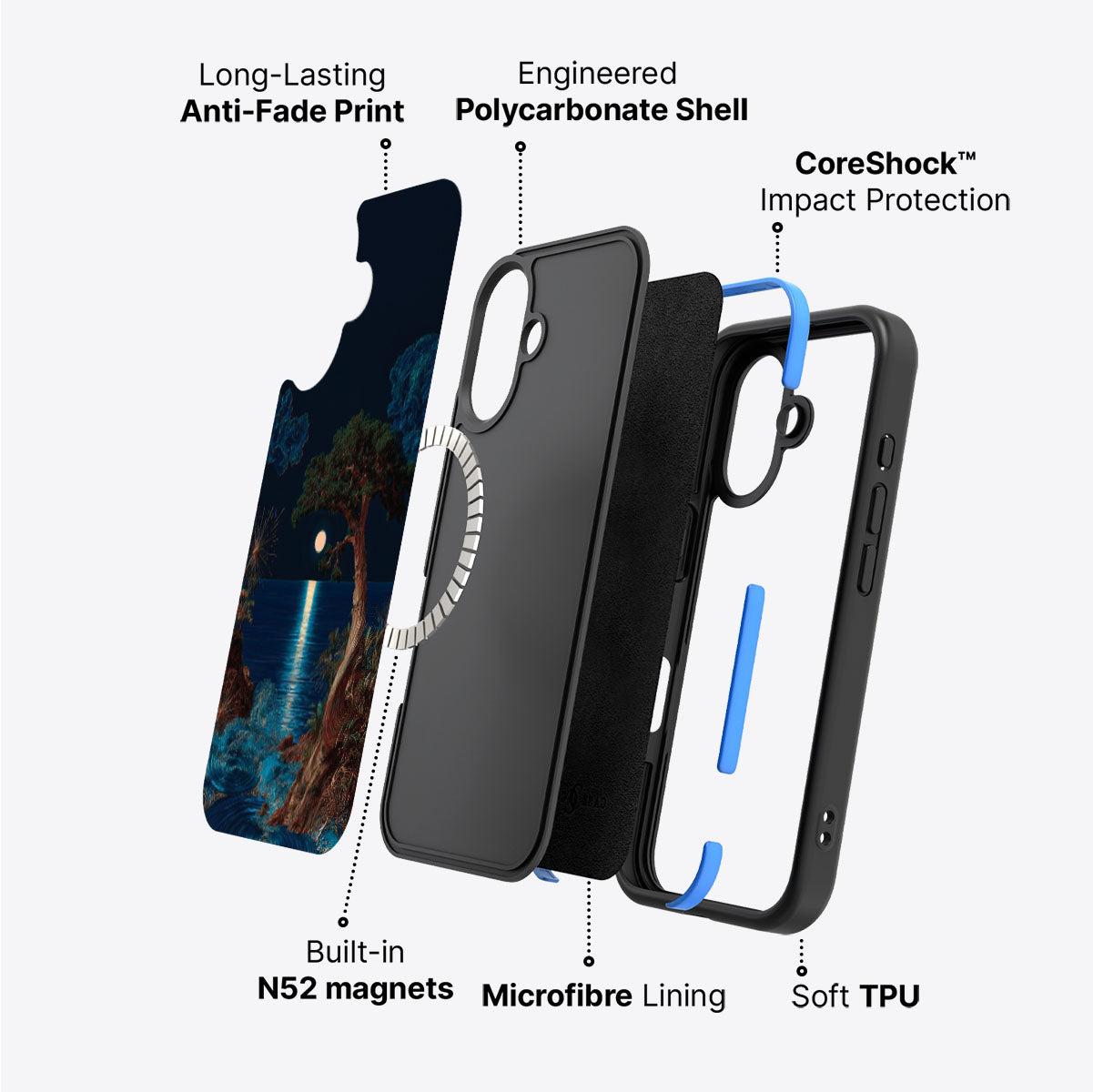 iPhone 17 case construction – Quiet Moon phone case