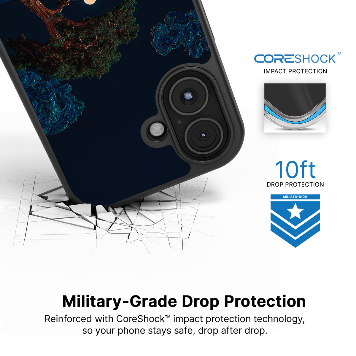 Quiet Moon iPhone 17 case with drop protection