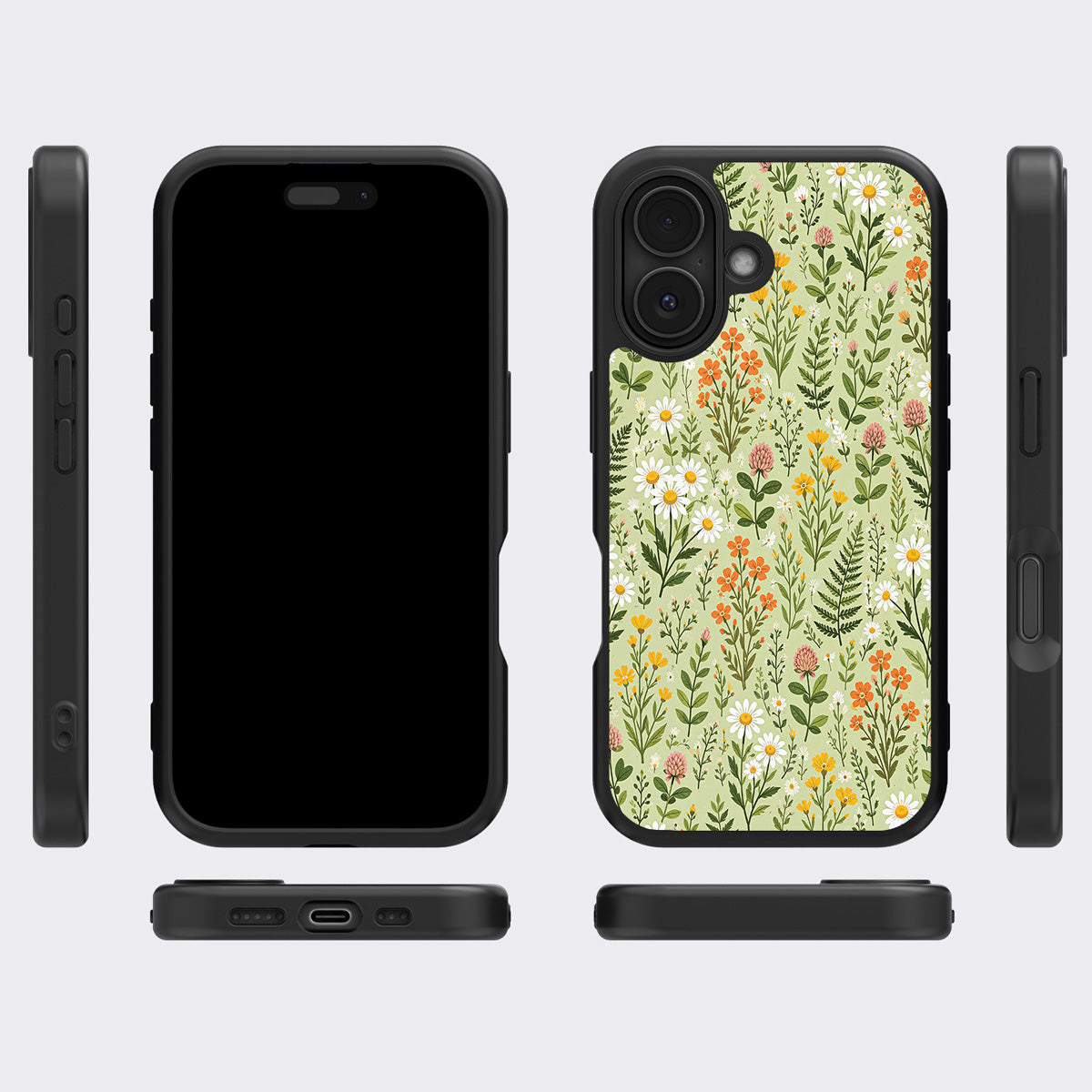 Wildflower Meadow iPhone 17 case cover – multi-angle view