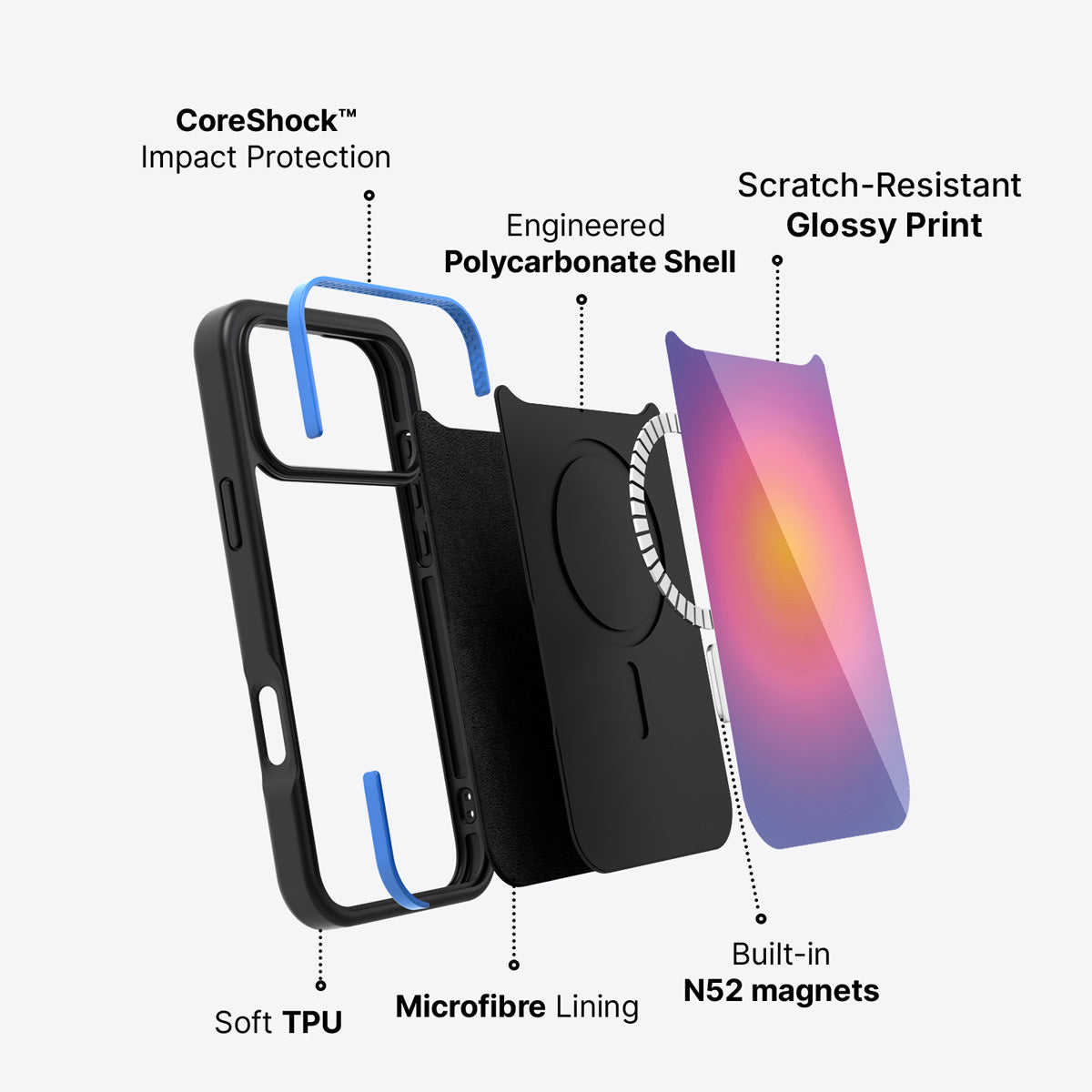 iPhone 17 Pro case construction – Aura Glow phone case