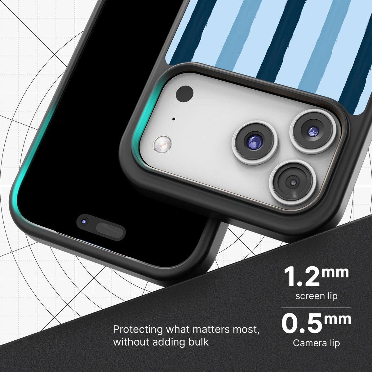 Blue Watercolor Stripes - iPhone 17 Pro Case #case type_core (magsafe), #case type_core (non magsafe)