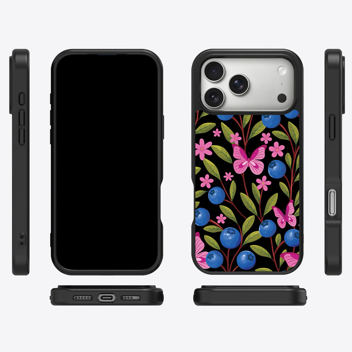Blueberry Butterflies - iPhone 17 Pro Case #case type_core (magsafe), #case type_core (non magsafe)