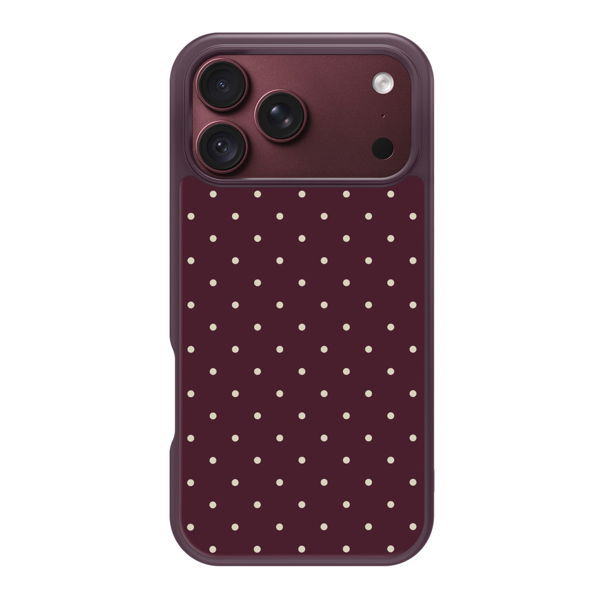 Dark Red Polka Dot iPhone 17 Pro Case – Burgundy Bloom | MagSafe