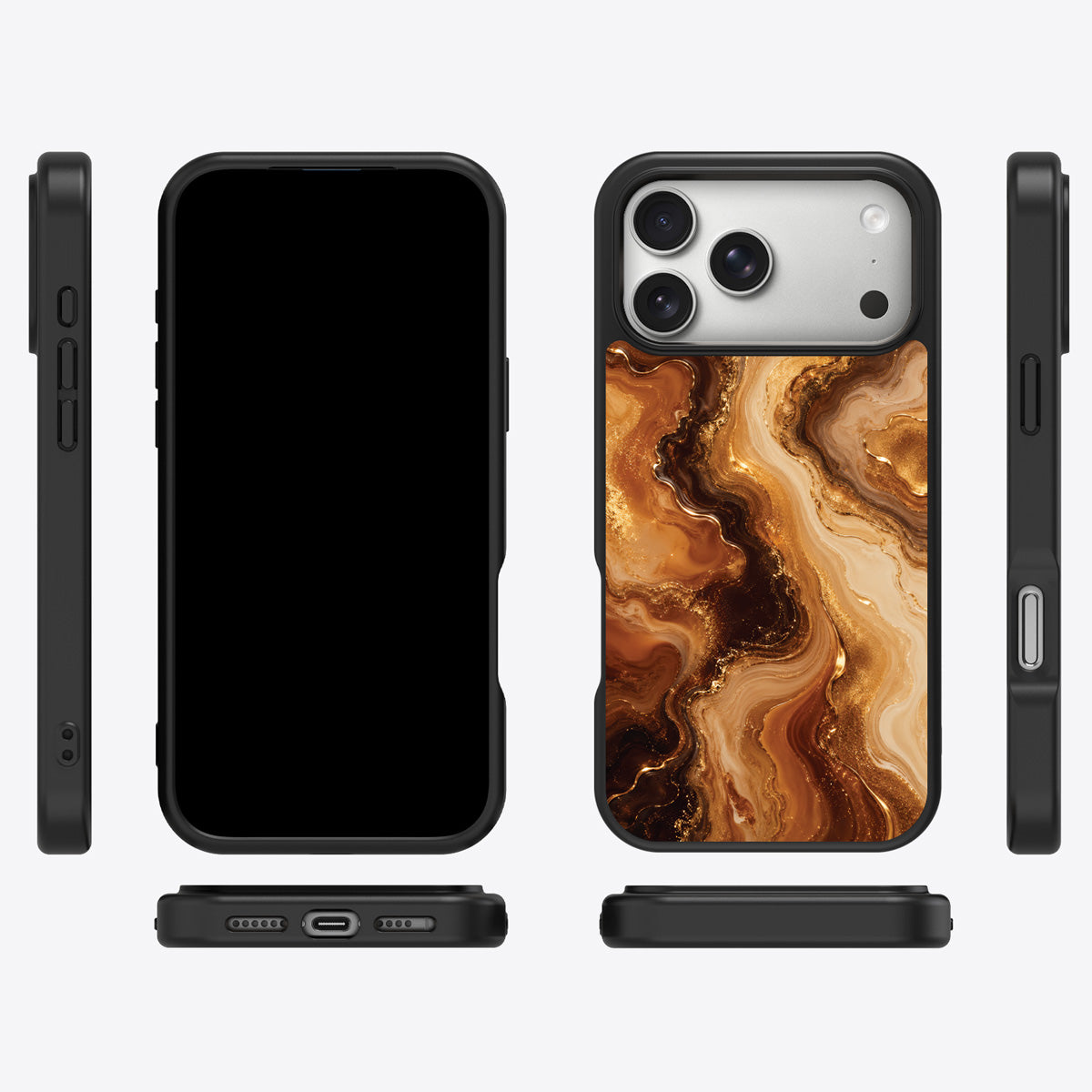 Caramel Swirl iPhone 17 Pro case cover – multi-angle view