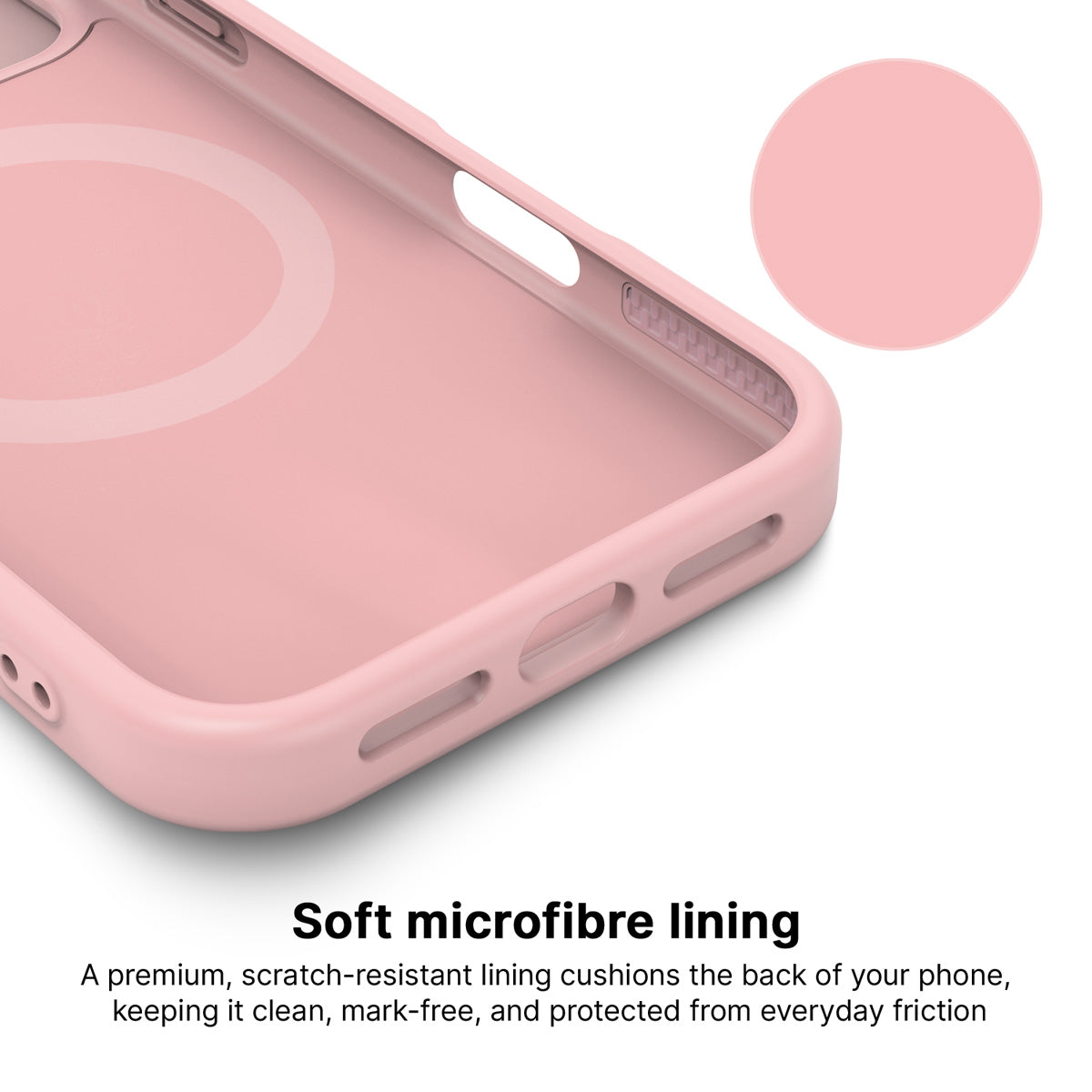 iPhone 17 Pro case interior – Claret Tile microfibre lining