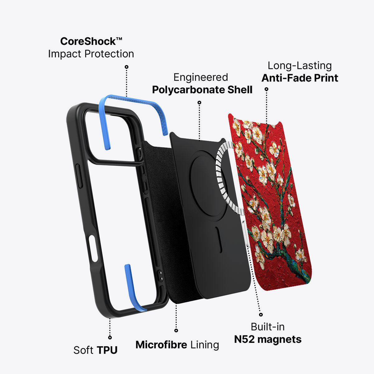 Crimson Blossom - iPhone 17 Pro Case #case type_core (magsafe)