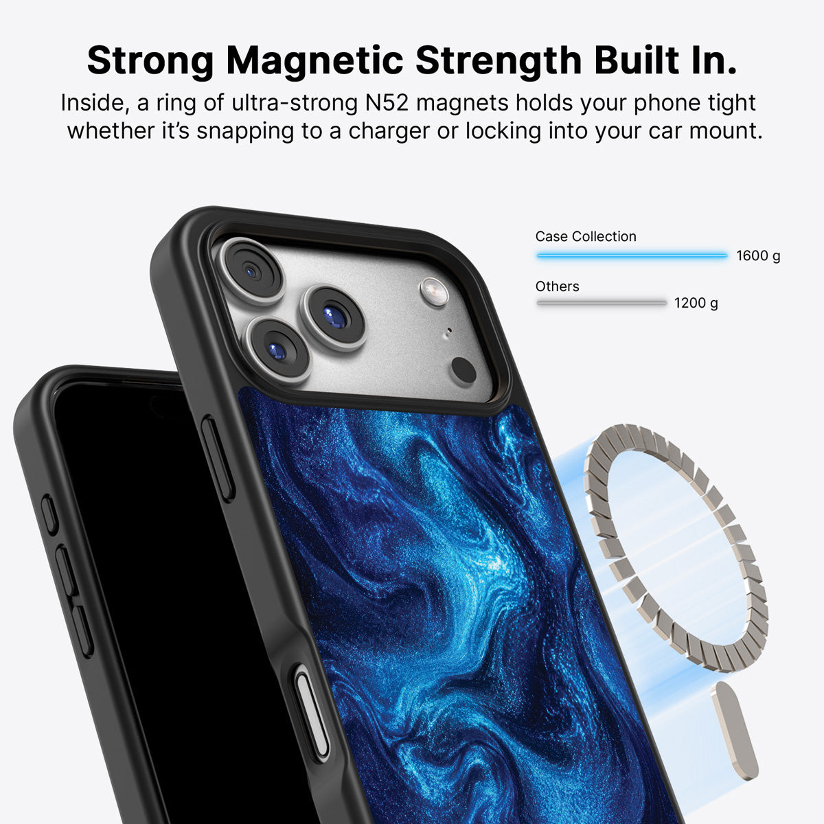 Blue Marble Designer iPhone 17 Pro Case – Indigo Impasto | MagSafe