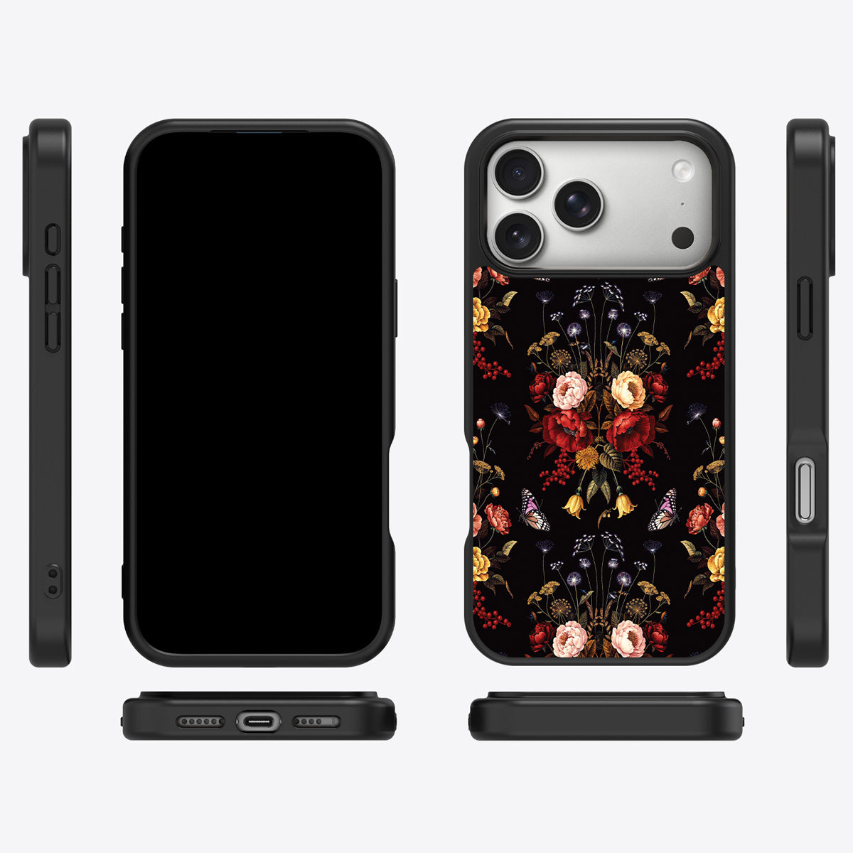 Kelmscott Bloom iPhone 17 Pro case cover – multi-angle view