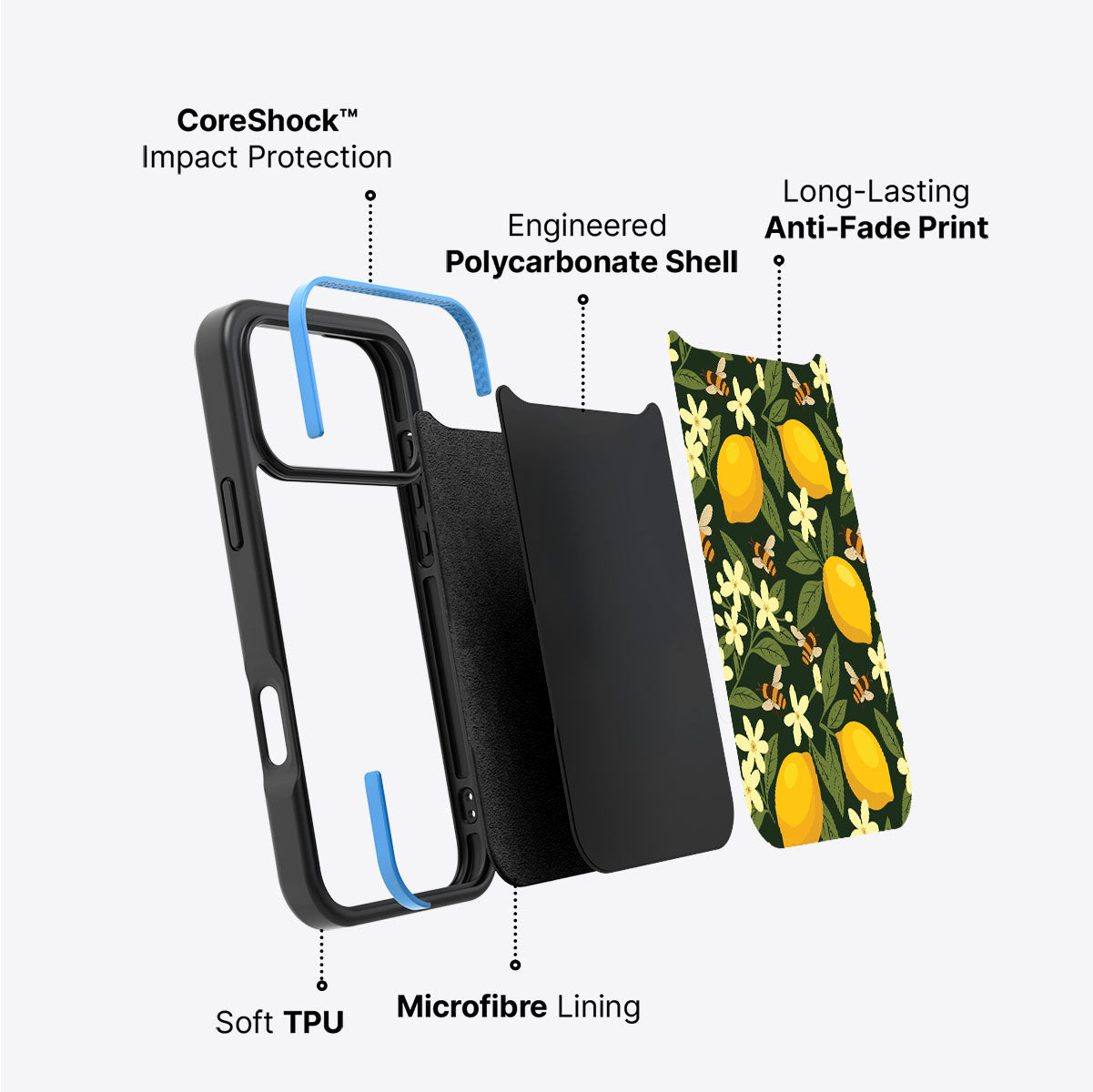 Lemon and Bees - iPhone 17 Pro Case #case type_core (non magsafe)