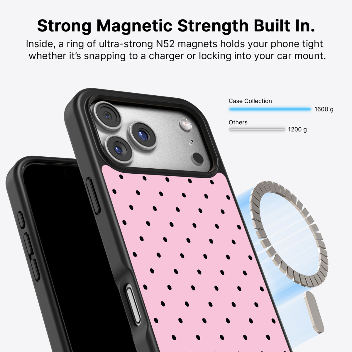 Pink Polka Dot iPhone 17 Pro Case – Veloria | MagSafe