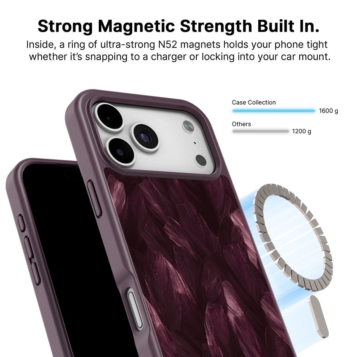 iPhone 17 Pro MagSafe case – Wine Plumage design