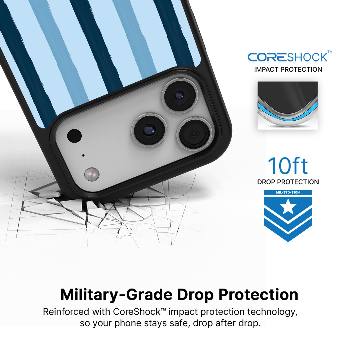 Blue Watercolor Stripes - iPhone 17 Pro Max Case #case type_core (magsafe), #case type_core (non magsafe)