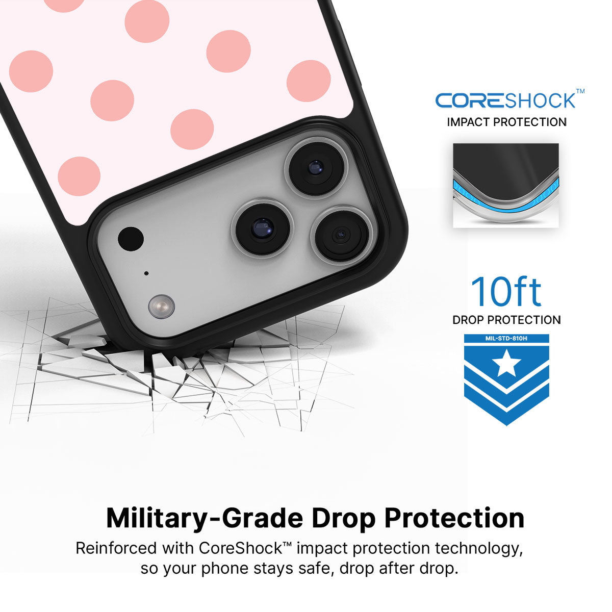 Blush Pearl iPhone 17 Pro Max case with drop protection