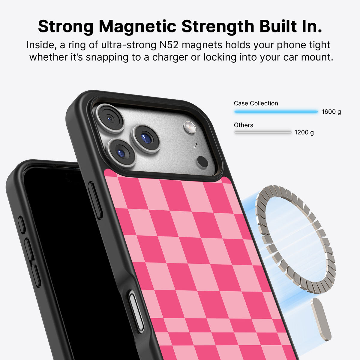 iPhone 17 Pro Max MagSafe case – Candy Check design