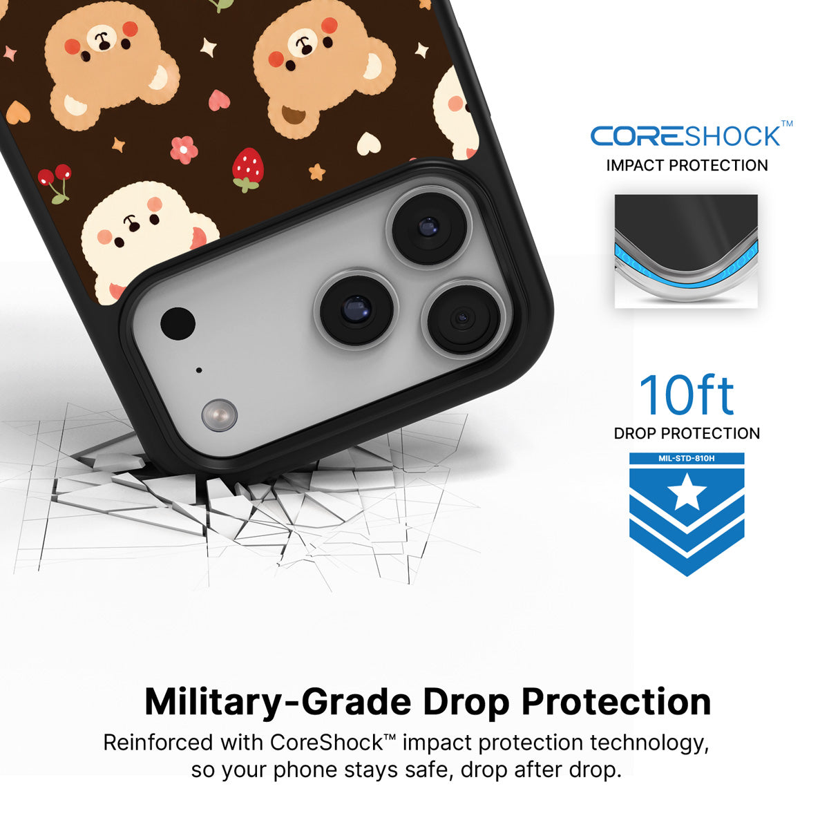 Cocoa Cuddles iPhone 17 Pro Max case with drop protection