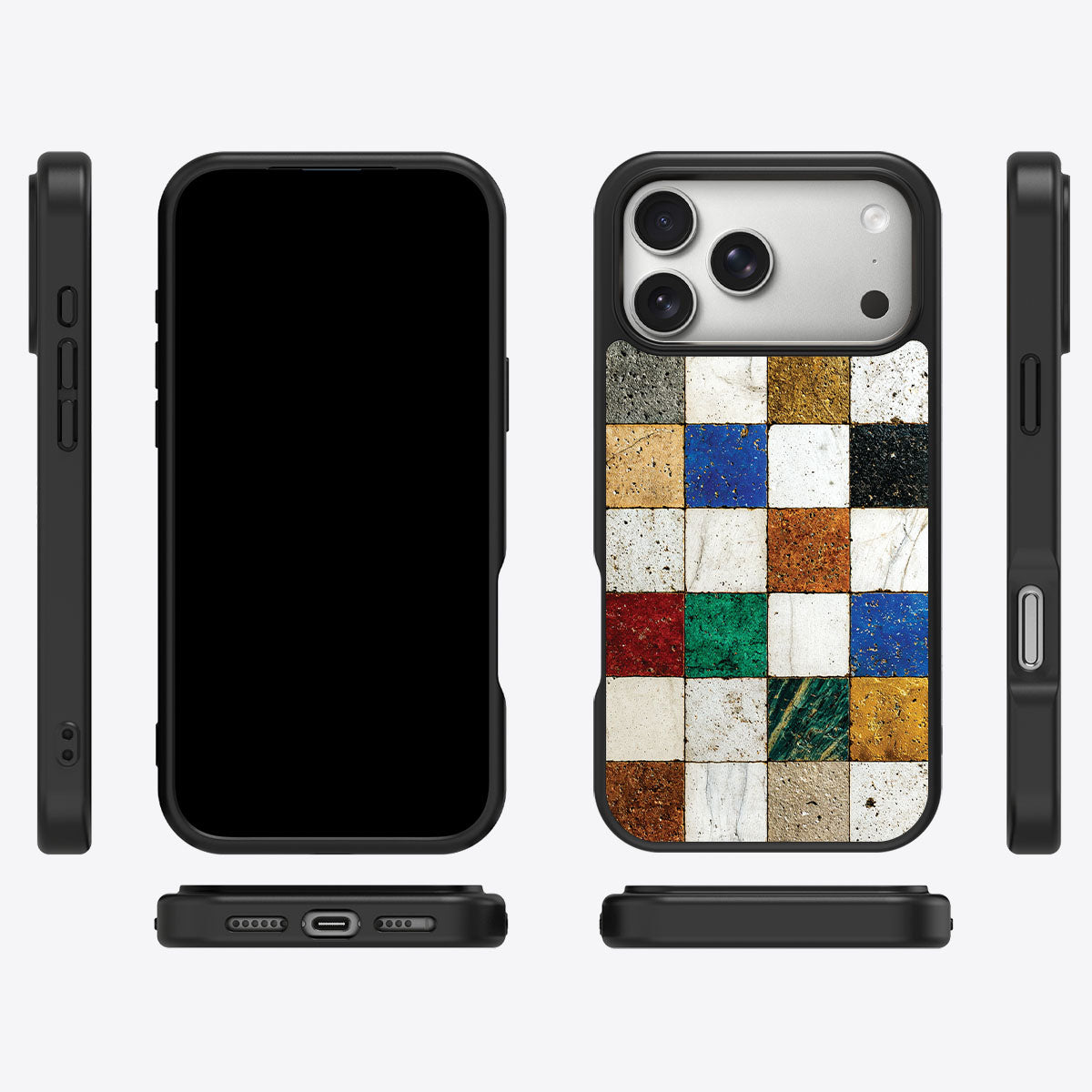 Heritage Mosaic iPhone 17 Pro Max case cover – multi-angle view