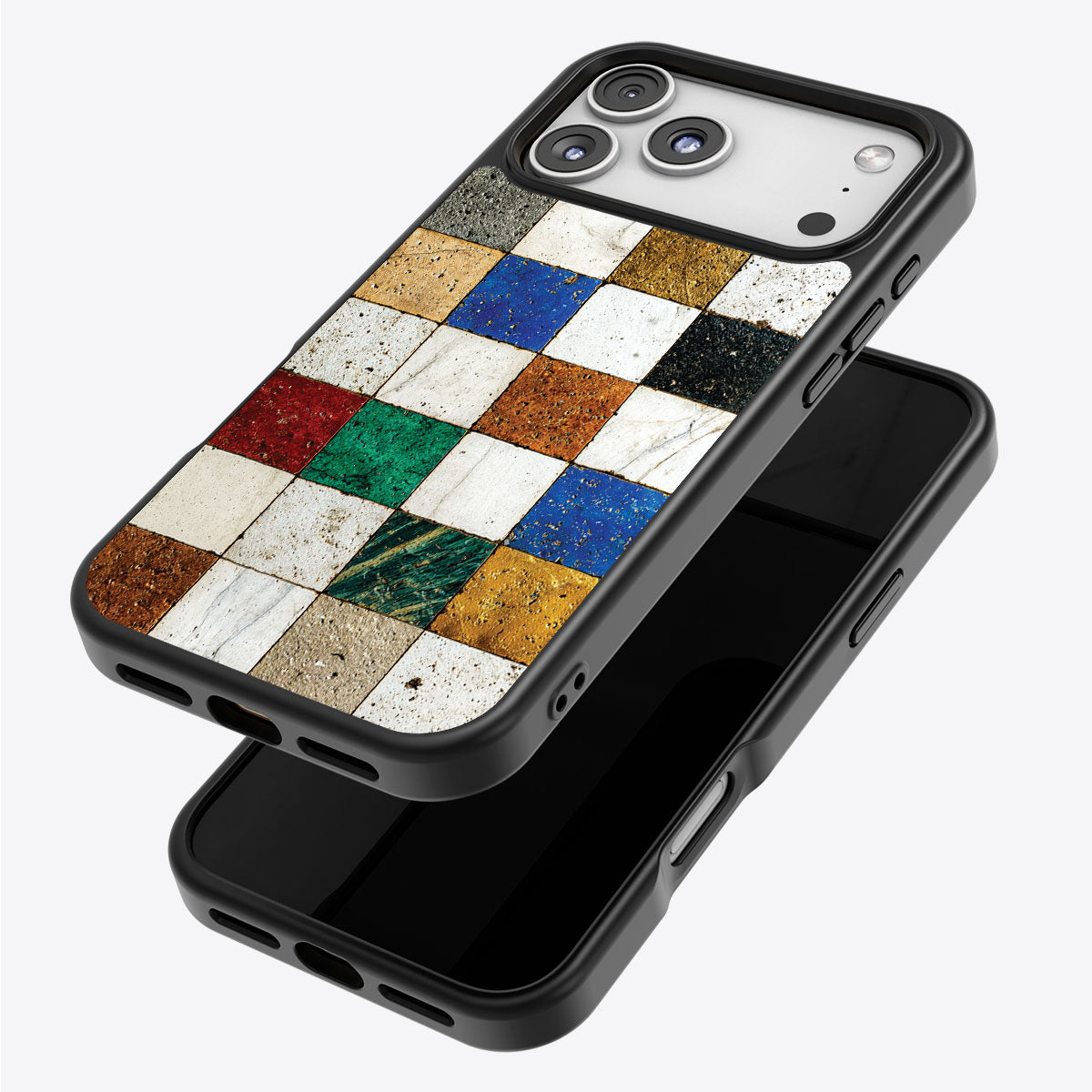 Heritage Mosaic iPhone 17 Pro Max case – back and side view