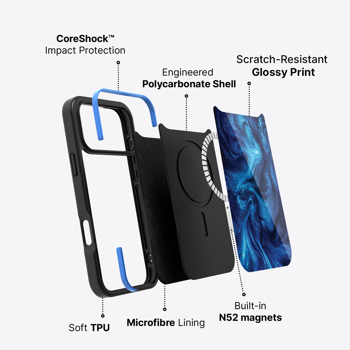 Blue Marble Designer iPhone 17 Pro Max Case – Indigo Impasto | MagSafe