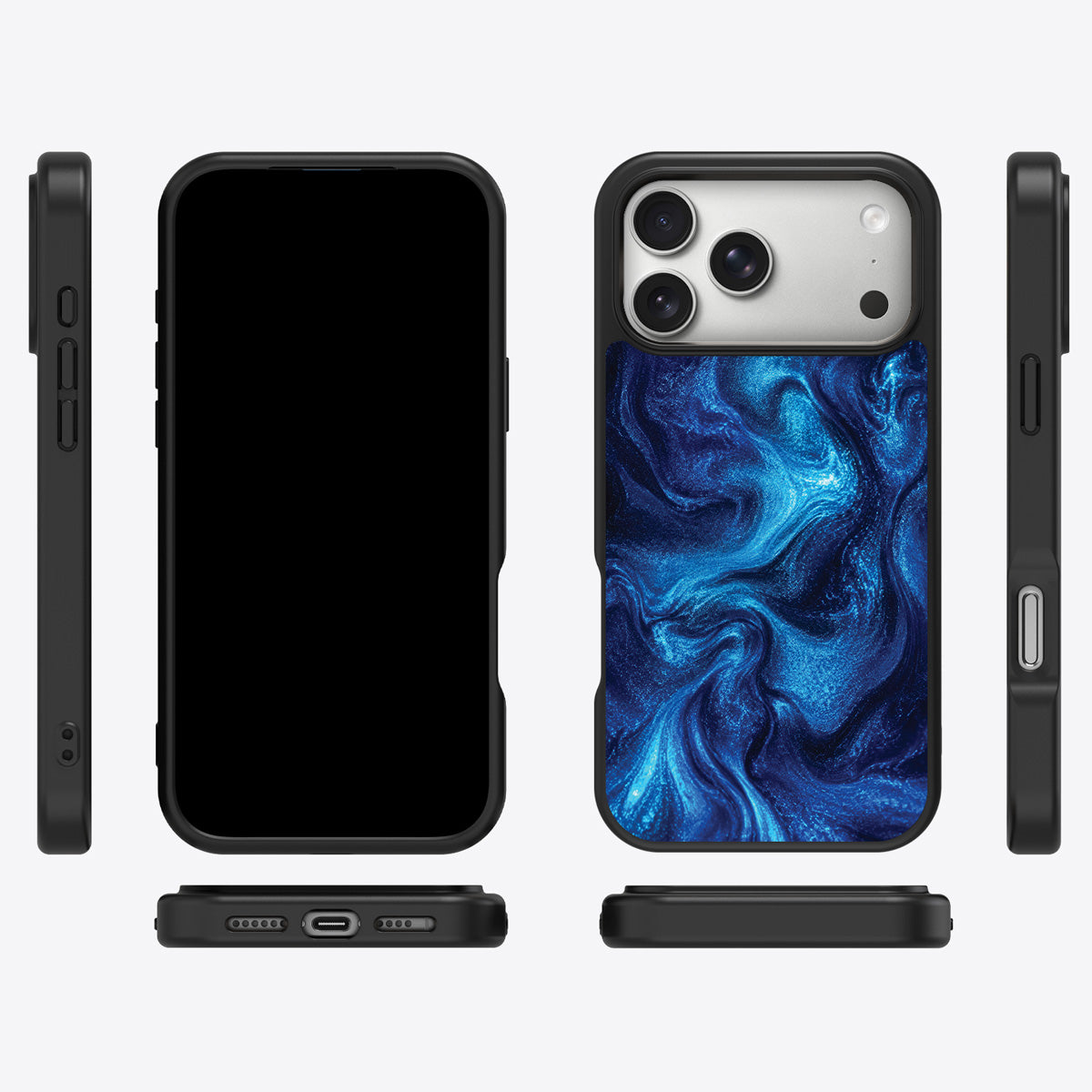 Blue Marble Designer iPhone 17 Pro Max Case – Indigo Impasto | MagSafe