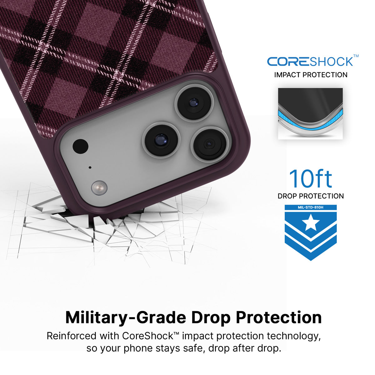 Merlot Weave iPhone 17 Pro Max case with drop protection