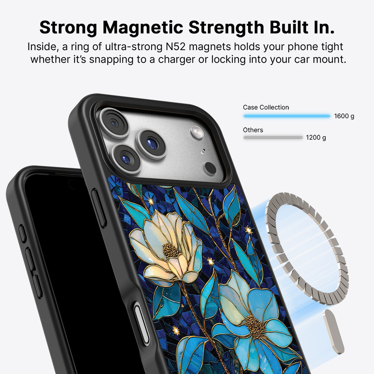 Floral Designer iPhone 17 Pro Max Case – Midnight Magnolia | MagSafe
