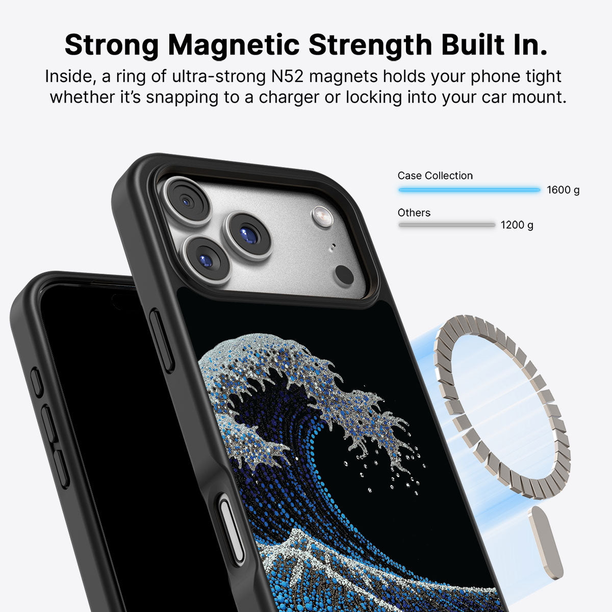 Japanese Designer iPhone 17 Pro Max Case – Midnight Tide | MagSafe