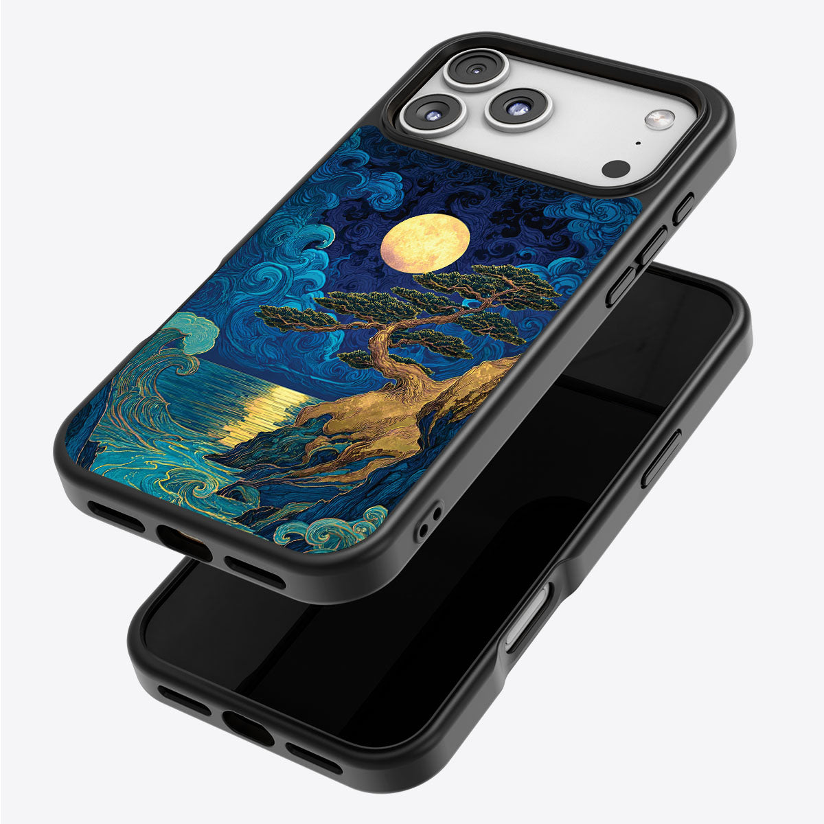 Moonlit Tide iPhone 17 Pro Max case – back and side view