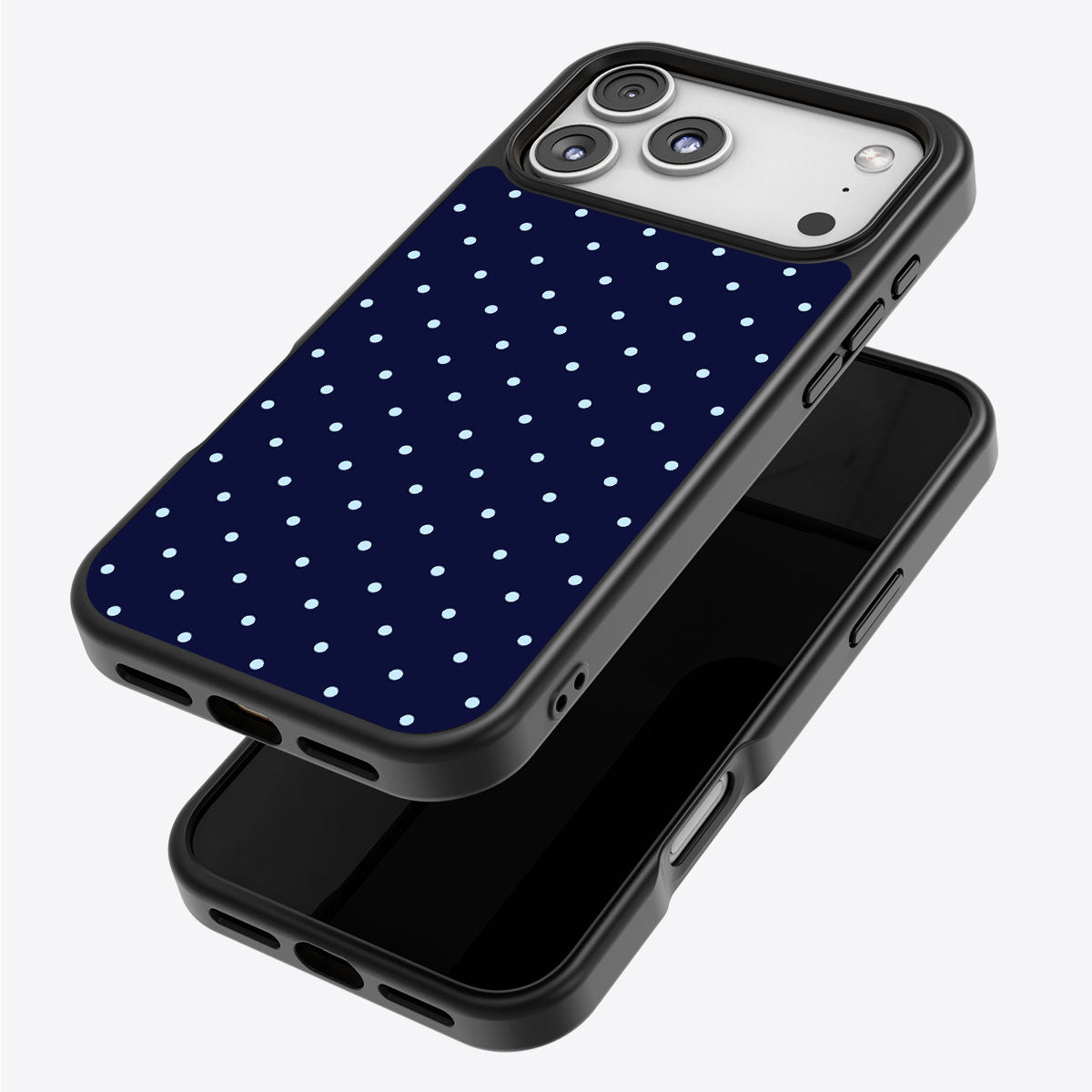 Navy Whisper iPhone 17 Pro Max case – back and side view