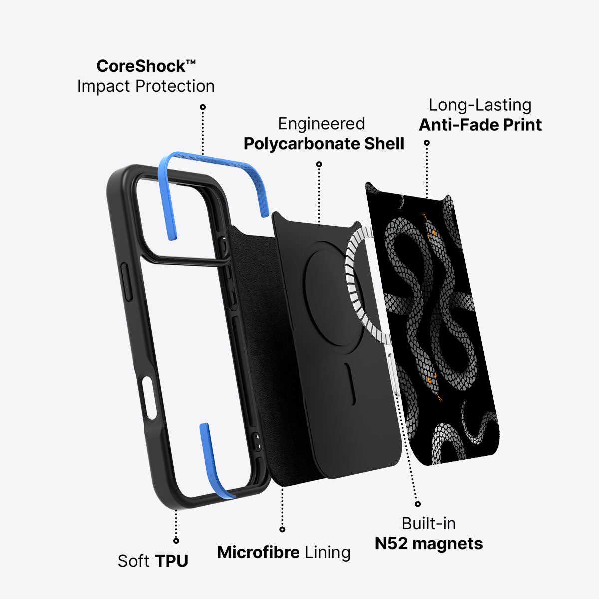 Noir Serpent - iPhone 17 Pro Max Case #case type_core (magsafe)