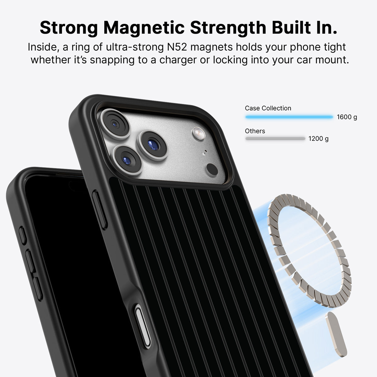 iPhone 17 Pro Max MagSafe case – Onyx Pinstripe design