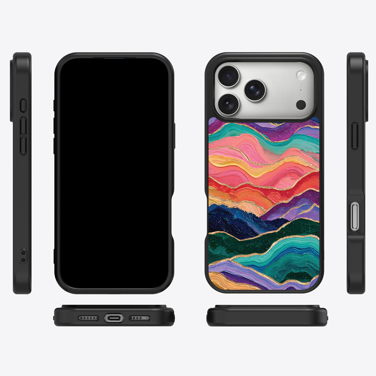 Painted Peaks iPhone 17 Pro Max case cover – multi-angle view