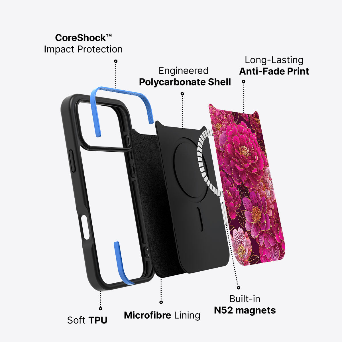 iPhone 17 Pro Max case construction – Pink Reverie phone case