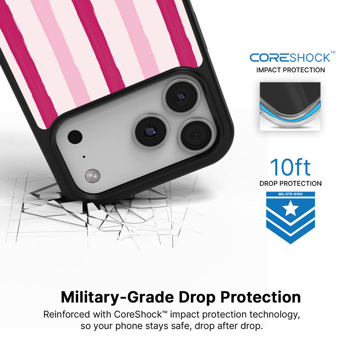 Pink Watercolor Stripes - iPhone 17 Pro Max Case #case type_core (magsafe), #case type_core (non magsafe)