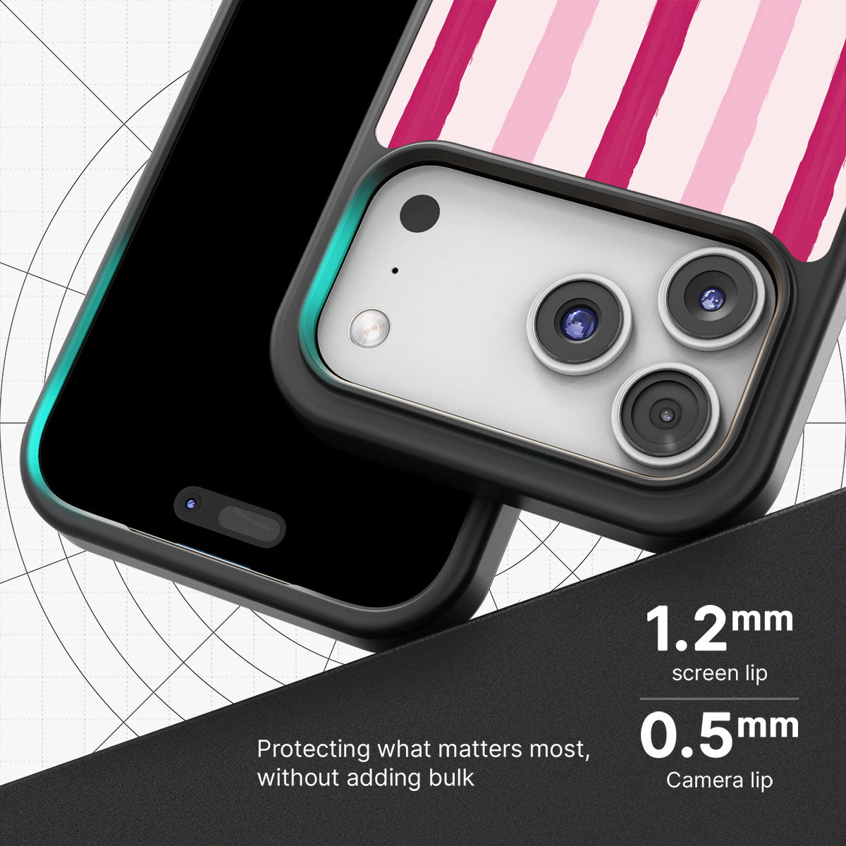 Pink Watercolor Stripes - iPhone 17 Pro Max Case #case type_core (magsafe), #case type_core (non magsafe)