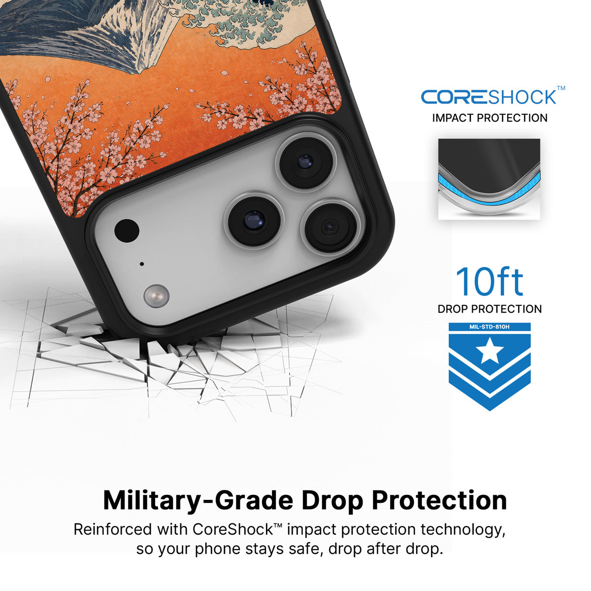Sakura Coast iPhone 17 Pro Max case with drop protection