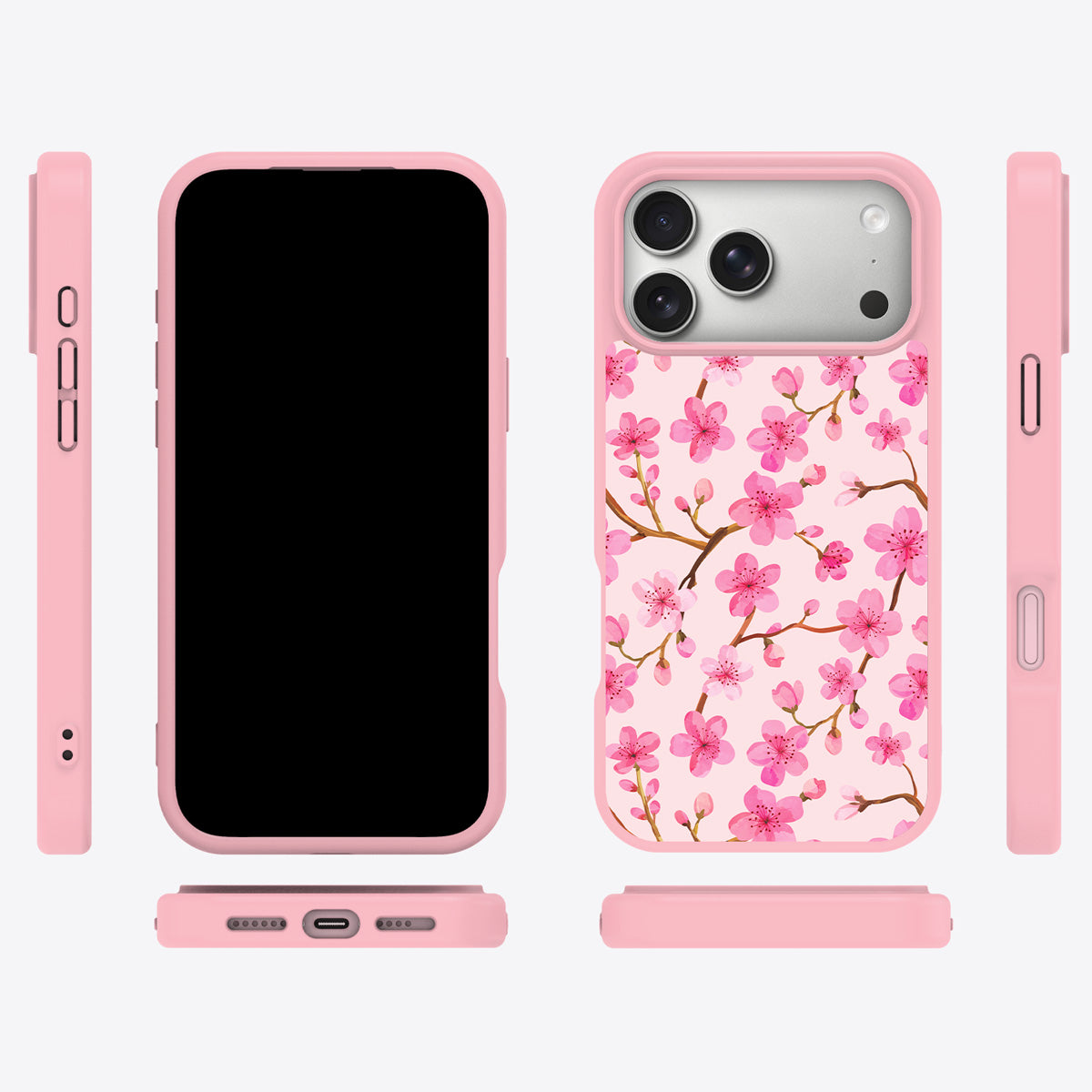 Cherry Blossom iPhone 18 Pro case cover – multi-angle view